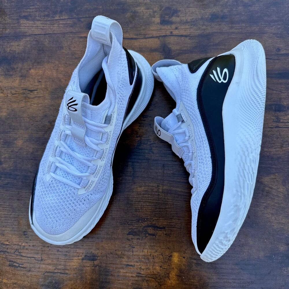 Under Armour Curry Flow White Black Basketball Shoes Youth 6Y EU 38.5 Athletic